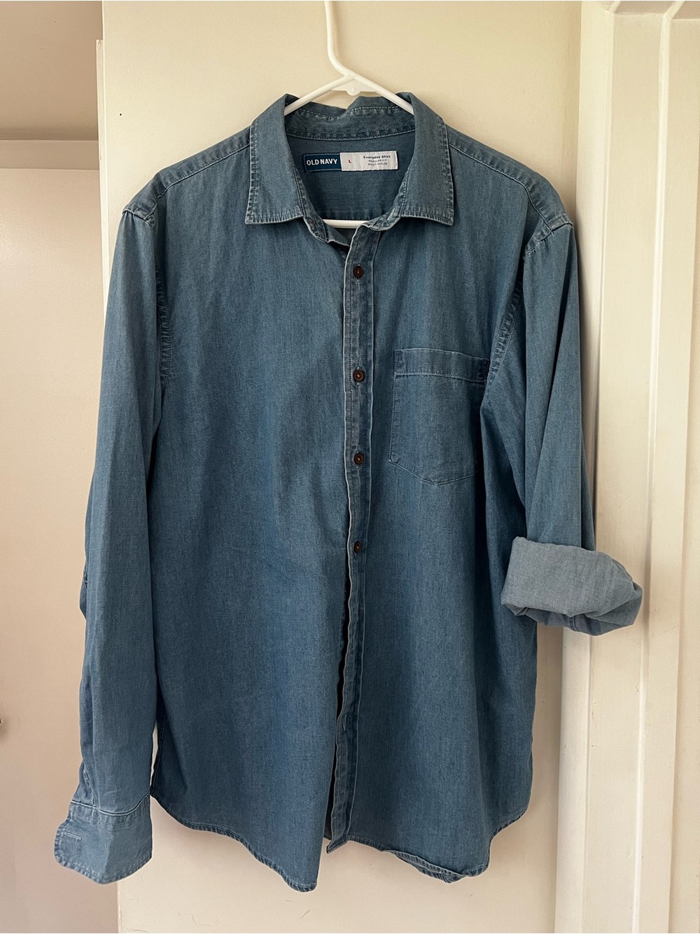 Old Navy Men's Denim Button-Down Shirt - Medium Blue